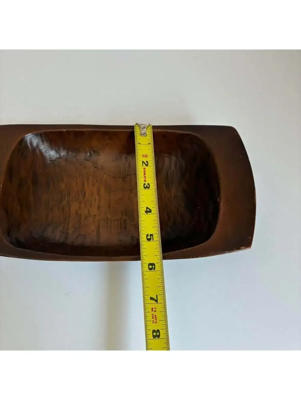 Vintage Japanese Carved Wood Bowl Tray 10” Signed Artisan Handled Rustic Decor